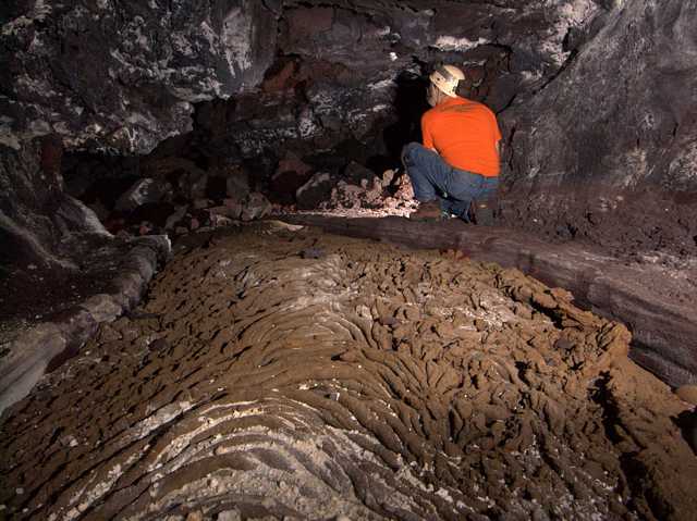 Frozen Lava Flow with Banks in Xanadu Cave
